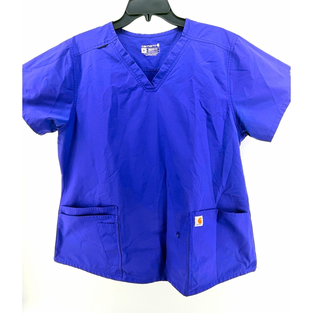 Carhartt Modern Fit XL Purple V-Neck Short Sleeve Scrub Top Pockets